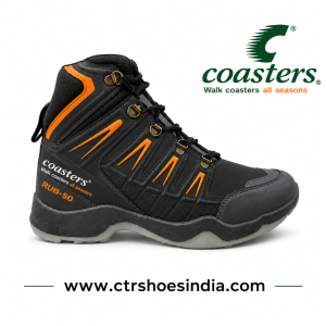 CTR RUB-50 High Ankle Trekking Shoes – Water Resistant, Anti-Skid Hiking & Outdoor Boots | Black